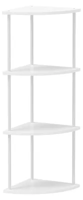 Obrázok produktu pre Rohová polica – 4-úrovňová úložná polica – 30 x 30 x 93 cm – Montáž bez použitia náradia – Kovový rám – Samostojaca – Biela