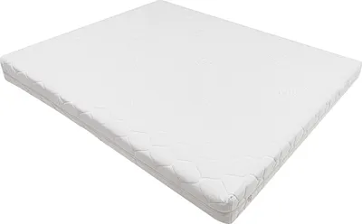 A white mattress is shown from a diagonal angle against a white background.