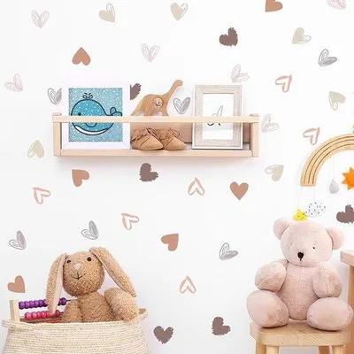 Productafbeelding van Set van 108 Hart Wandstickers voor Kinderkamer - Zelfklevende Decoratie voor Babykamer - Premium PVC - 9 Vellen van 30x20 cm - Geschikt