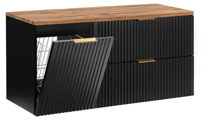 Produktbild von Waschtischunterschrank 120.8cm Adriel mit 2 Schubladen, Schwarz und Holzoptik