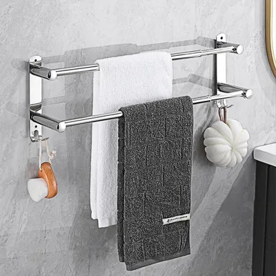 Immagine prodotto di Portasciugamani retrattile da parete - Argento - 43-78 cm - Acciaio inox