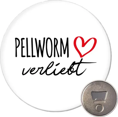 Produktbild von Huuraa Magnet Pellworm verliebt 59mm Kühlschrankmagnet rund Flaschenöffner Geschenkidee