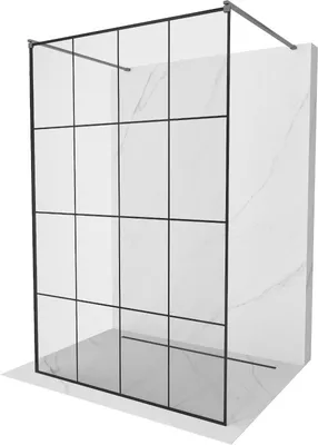 Produktbild von Mexen Kioto freistehende Duschwand 160 x 200 cm, schwarzes Muster 8 mm, gun gray gebürstet - 800-160-002-66-77