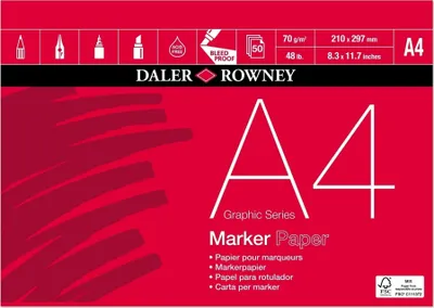 Produktbild von Daler-Rowney A4 Graphic Series Markerblock, 70 g/m², 50 Blatt