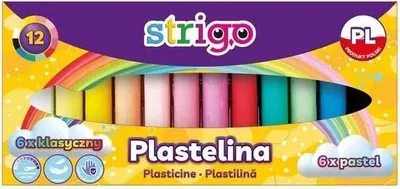 Obrázok produktu pre Plastelina szkolna 12 kolorów Strigo - 6 klasycznych i 6 pastelowych