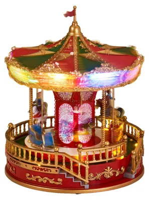 Produktbild von Weihnachtliches LED-Karussell mit Musik und rotierenden Figuren, 23 x 28cm