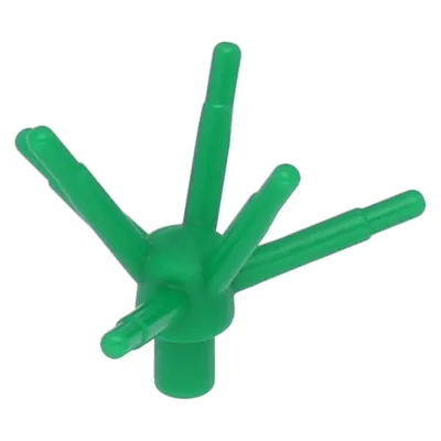 A single green LEGO flower stem piece with multiple stems is shown against a white background.