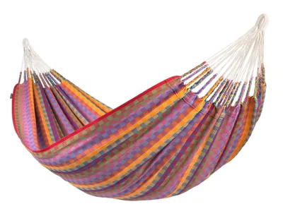 Produktbild von La Siesta Doppel-Hängematte Baumwolle FLORA flowers lila Doppelhängematte FLH16-27