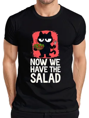 Zdjęcie produktu dla Teraz mamy koszulkę męską "Salad Katze Lustig Denglisch Statement Sarkasmus", czarna, rozmiar M