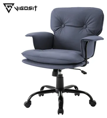 Immagine prodotto di Sedia da ufficio blu - Cuscino sedile ergonomico spesso 10 cm - Struttura in metallo - Per adulti - Sedia girevole