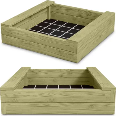 Produktbild von Sandkasten XXL Bär Bohlen aus Kiefernholz 60 mm imprägniert Sandkiste Buddelkiste Sandbox : 180 x 180 cm Größe: 180 x 180 cm