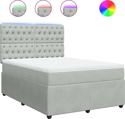 Produktbild von vidaXL Boxspringbett mit Matratze Hellgrau 160x200 cm Samt