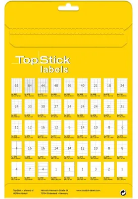 Produktbild von Universal Etiketten 30,5 x 16,9 mm, 100 Blatt, selbstklebend, TopStick, weiß