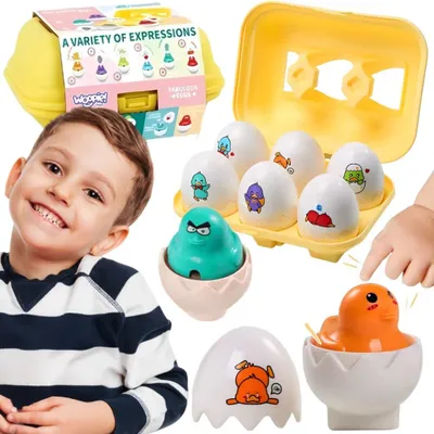 Immagine prodotto di Woopie Montessori: Puzzle con forme da abbinare - Divertenti pulcini e uova - 6 pezzi