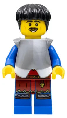 Obrázek produktu pro LEGO Minifigurka: Levý rytíř – muž, černé vlasy, plochý stříbrný brnění (cas566) – nová