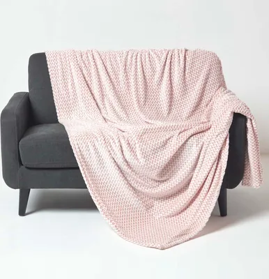 Image de HOMESCAPES Couverture jacquard en velours Mora - Couvre-lit rose, 130 x 160 cm