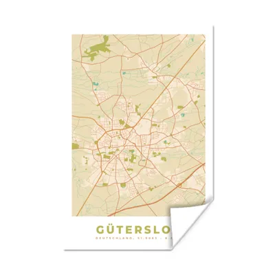 Produktbild von MuchoWow® Poster Gütersloh - Karte - Stadtplan - Vintage 120x180 cm - Kunstposter