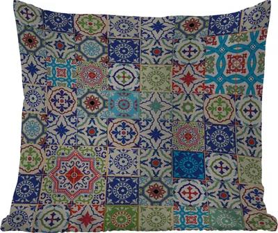 Produktbild von MuchoWow® Outdoor Kissen - Blumen - Muster - Grün - Blau - 45x45 cm - Wetterfest - Lounge Kissen - Fotokissen - Dekoratives Kissen