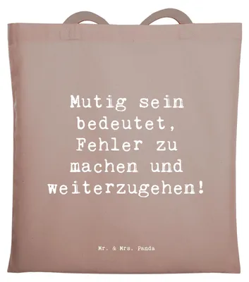 Produktbild von Mr. & Mrs. Panda Tote Bag Spruch Fehler machen Lernen - Braun Pastell - Geschenk, Mutmacher, Hoffnung, Laptoptasche, Jutetasche, Hürden überwinden, Vertrauem, Trost