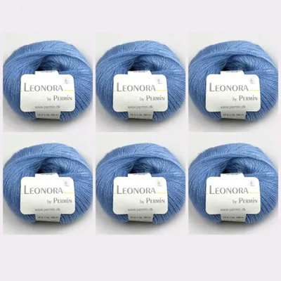 Produktbild von 6x Leonora by Permin – Edles Seide-Wolle-Mohair-Garn (30 babyblau)
