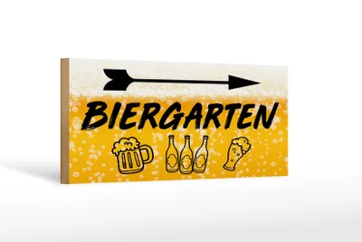 Produktbild von Holzschild 27x10cm Biergarten rechts Bier