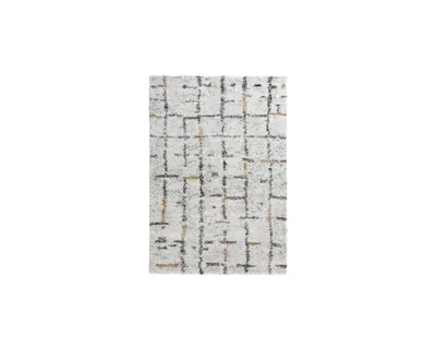 Zdjęcie produktu dla Dywan Shaggy 120x170cm do salonu, kremowo szary wzór boho z długim włosem