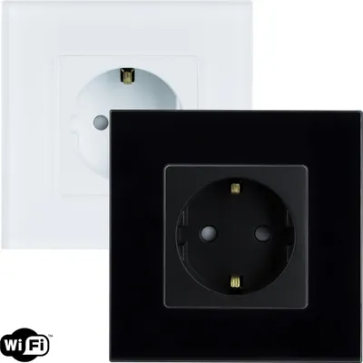 Produktbild von Steckdose Schuko Typ-F WiFi mit Glasrahmen Modern Weiß