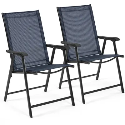 Produktbild von Yaheetech 2er Set Gartenstühle Hochlehner Klappstühle Terrassenstühle mit Rückenlehne&Armlehnen Klappbare Outdoor-Stühle Essstühle bis 150kg Belastbar