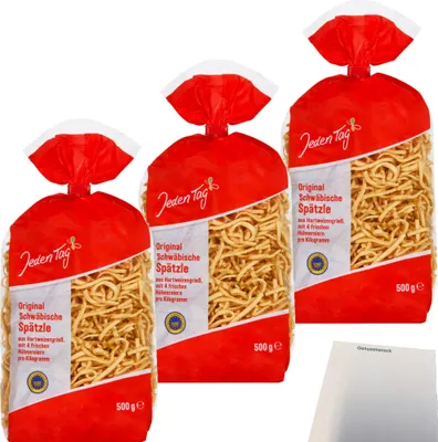 Produktbild von Jeden Tag schwäbische Spätzle 3er Pack (3x500g Packung) + usy Block