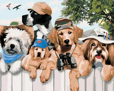 Produktbild von Zuty - Malen nach Zahlen - HUNDE AUF EINEM AUSFLUG IN DIE NATUR (HOWARD ROBINSON), 40x50 cm, ohne Keilrahmen