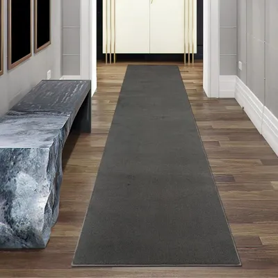 Image de Anthracite Tapis élégant doux moderne facile à entretenir avec un design élégant uni Taille - 80 x 300 cm
