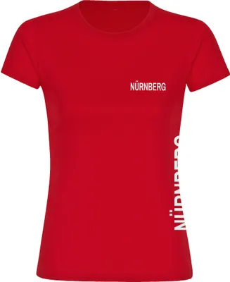 Produktbild von multifanshop Damen T-Shirt - Nürnberg - Brust & Seite, rot, Größe S