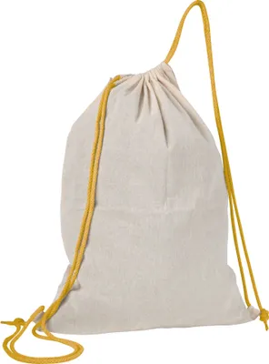 Produktbild von Baumwolle Gymbag / Sportbeutel / Turnbeutel / weiß mit gelben Kordelzügen