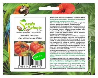Immagine prodotto di 30x Pomodori - Cuor di Bue - Semi da orto KS406