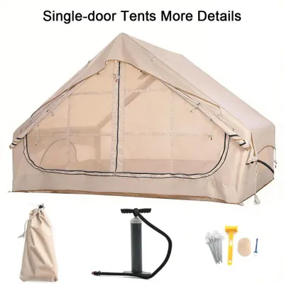 Produktbild von Campingzelt aus Oxford-Gewebe - Einzeltür für 3–4 Personen - Automatischer Aufbau - Aufblasbar - Regen- und Sonnenschutz - Tragbar