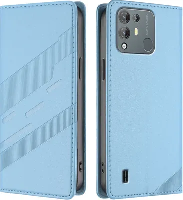 Produktbild von Hülle für Blackview A55 Pro, Kunstleder Brieftaschen Handyhülle mit Kartenfach und Standfunktion Hellblau