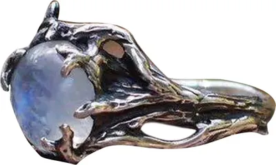 Produktbild von Hohler einfacher Statement-Vintage-Ring, Blätter, Blume, Mondstein, Damenring, Schmuck, Mithelfer-Bronze,US 9