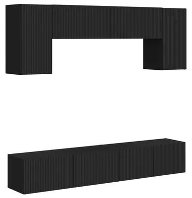Image de vidaXL : Ensemble de 4 meubles TV, couleur noire, en panneaux de particules