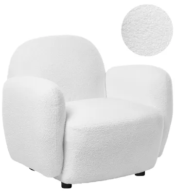 Produktbild von BELIANI Sessel Cremeweiß Bouclé Gepolstert mit Breiter Sitzfläche Armlehnen Organisches Retro Design Wohnzimmersessel Polstersessel Stoffsessel