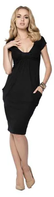 Produktbild von Damenn Minikleid Top Kleid V-Ausschnitt ; Schwarz S/M 36/38