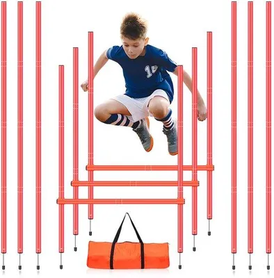 Produktbild von Unyqoos® Komplettes Trainingsset – Agility-Set mit Koordinationsleiter, Kegeln, Widerstandsbändern & verstellbaren Hürden, tragbar für Innen & Außen