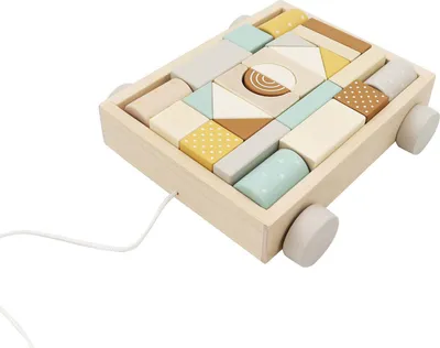 Image de Houten Trekkar met 25 Pastel Blokken