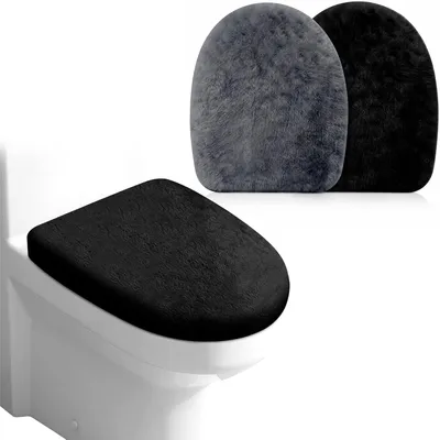 Imagen del producto de Juego de 2 fundas para el asiento del inodoro, de terciopelo, suaves, para el baño