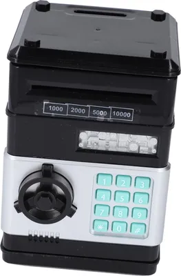 Zdjęcie produktu dla Elektroniczna skarbonka dla dzieci, kreskówkowa mini kasa z hasłem, L, czarna