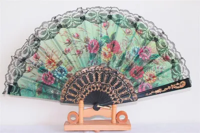 Produktbild von 020-08 Fächer-spanisch-schwarz-Blume-bunt pvc
