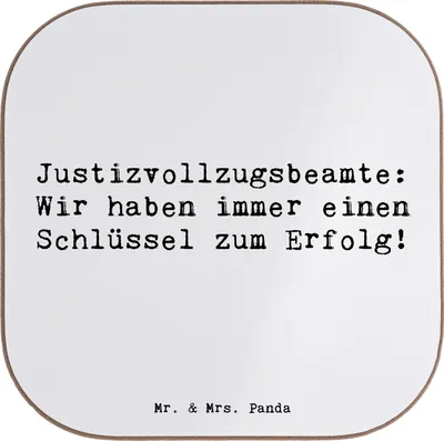 Produktbild von Mr. & Mrs. Panda Getränkeuntersetzer Spruch Justizvollzugsbeamter Erfolg - Weiß - Geschenk, Berufsalltag, Untersetzer Gläser, Justizvollzugsbeamtin, Anerkennung, für