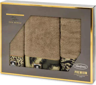 Zdjęcie produktu dla Zestaw 3 ręczników Eva Minge beżowy bawełna frotte 500 GSM