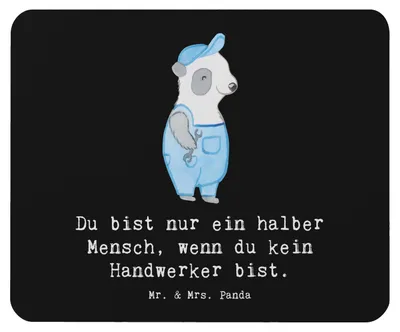 Produktbild von Mr. & Mrs. Panda Mauspad Handwerker Herz - Schwarz - Geschenk, mausteppich, notebook, Lustig, Spruch, Werkstatt, Mouse Pad, Mousepad, pc, Witzig