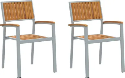 Produktbild von vidaXL Stapelstuhl 2 pcs Braun 56 x 57 x 87 cm Massivholz Akazie