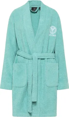 Produktbild von CARLO COLUCCI Bademantel Kimono-Stil Vito | 100 % Baumwolle | Frottier | knielang | Logostickerei & Logoschriftzug | Gürtel | XL | Mint